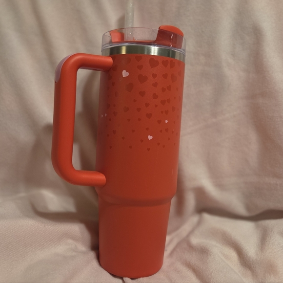 Stanley Heart Pattern Red Mug with Straw 30oz EUC will Come With New Straw. - Picture 2 of 4